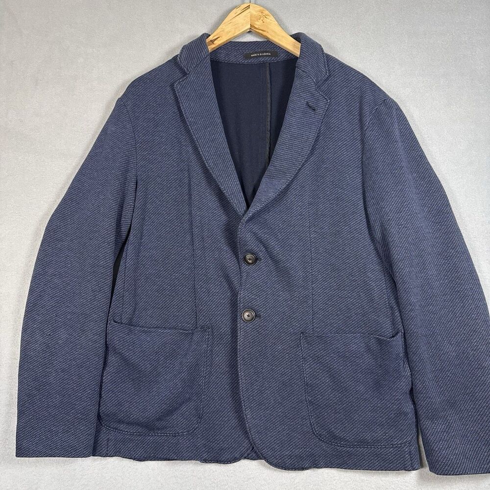 Emporio Armani Unstructured Knit Jacket Mens M  Blue Stretch Jersey Cardigan⁠